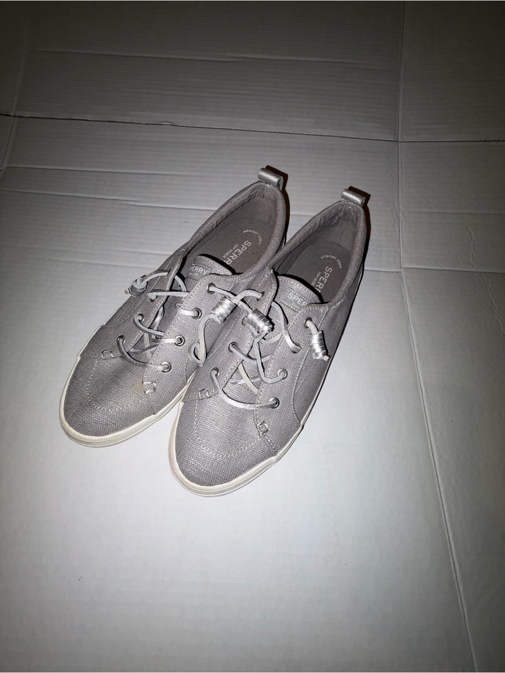 Sperry Light Gray Canvas Women's size 10 Lace-Up Sneakers